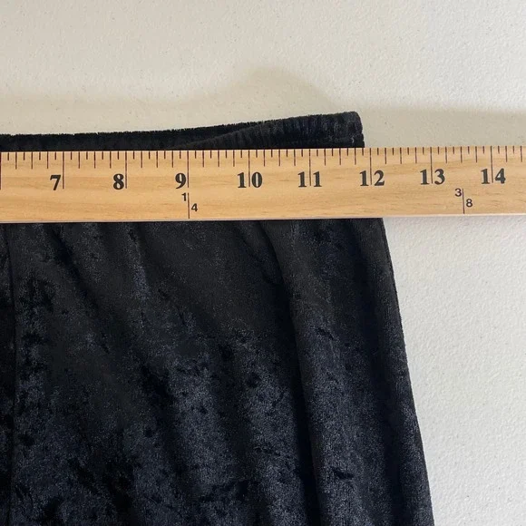 Rave City Vintage Pants Womens M Black Crushed Velvet Flare Leg 90s Y2K Goth - Picture 7 of 9